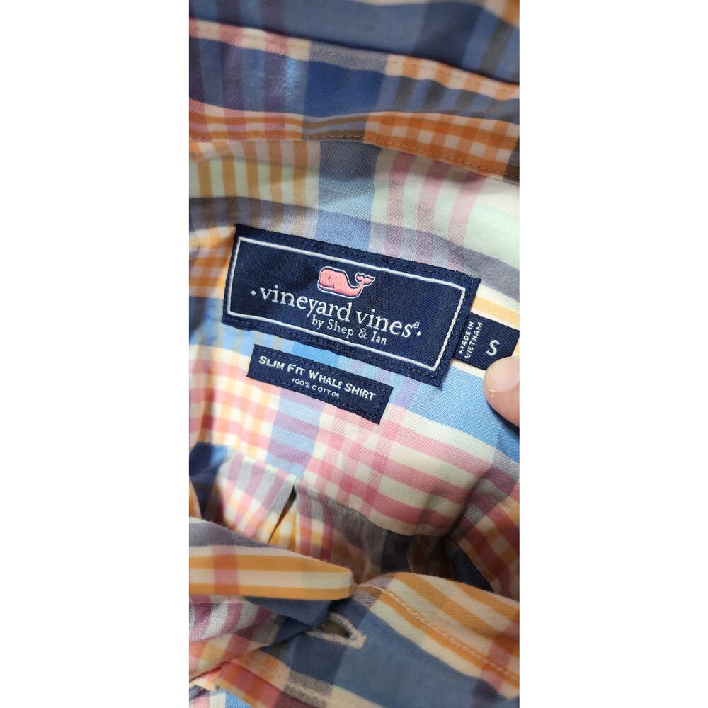 Vineyard Vines Men’s Slim Fit Whale Shirt Small Pastel Plaid Button Down - Picture 7 of 10